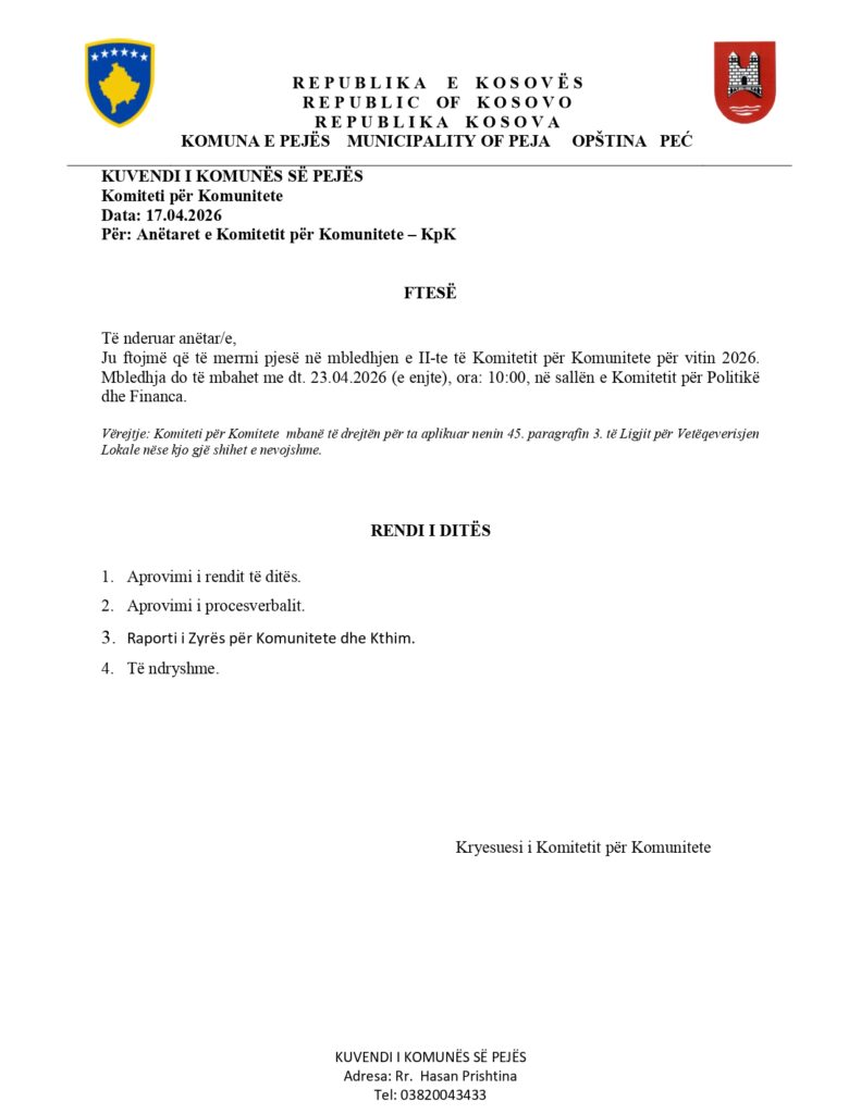 Draft Dokumentet Archives - Komuna e Pejë